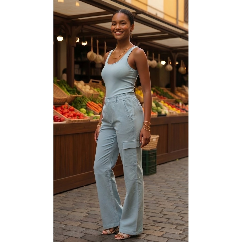 Mint Green Halara Straight Leg Cargo Pants Sz M Lightweight Athleisure